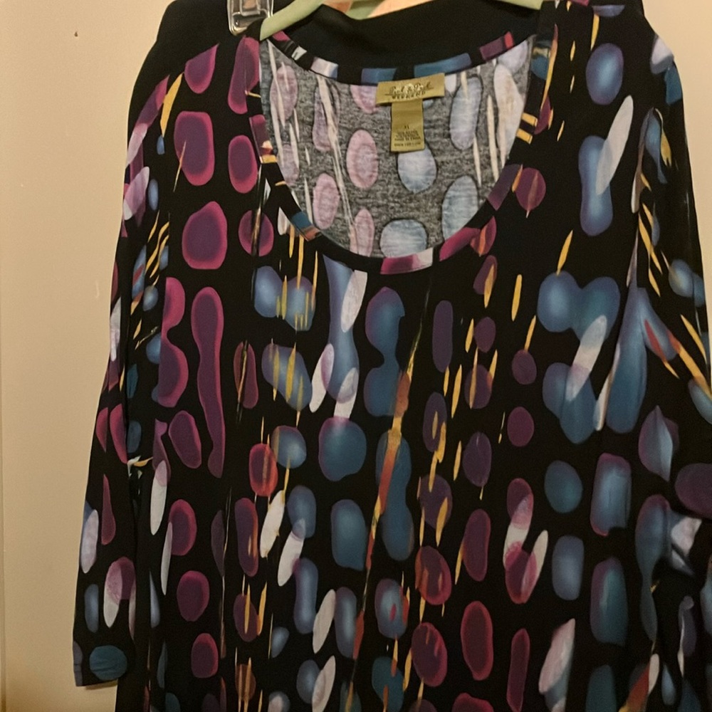 Peck & Peck Pink and Blue Graphic Blouse